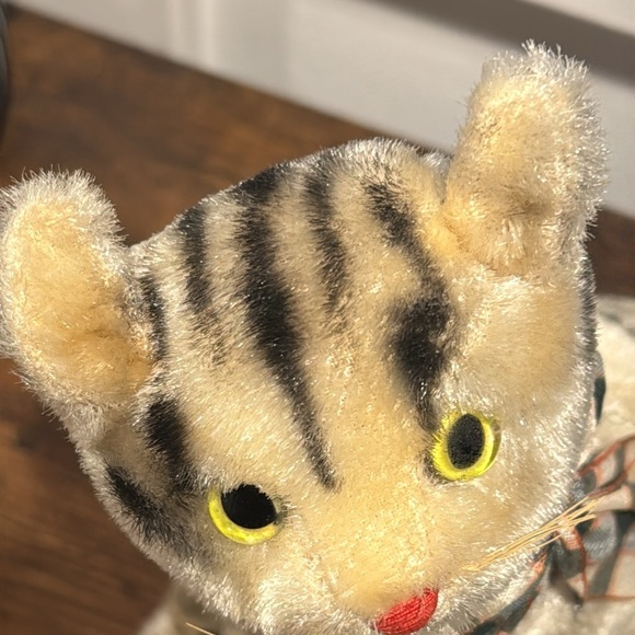 Unbranded Steiff kitten sitting cat kitty green eyes sewn nose mohair beautiful - Picture 11 of 15